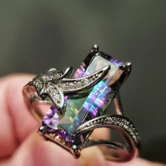 Rainbow Mystic Fire Topaz Ring - Picture 7 of 14